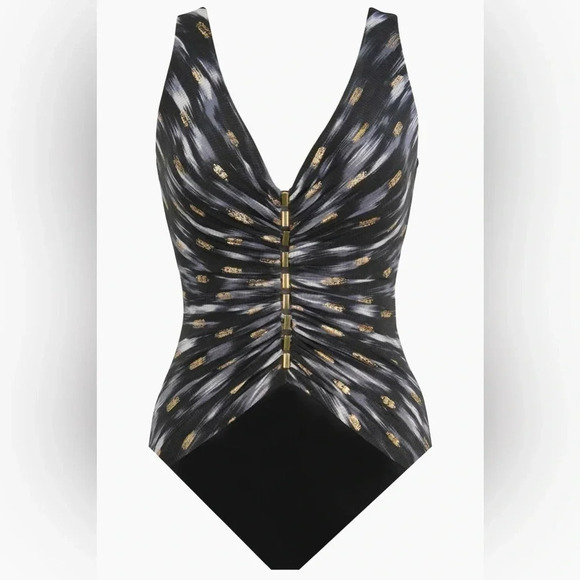 Miraclesuit Bronze Reign Charmer One Piece Swimsuit size 12 B2443 - Picture 3 of 10